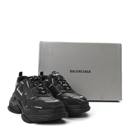 Balenciaga Technical Fabric Allover Logo Mens Triple S Sneakers 40 Black White 10 of 10