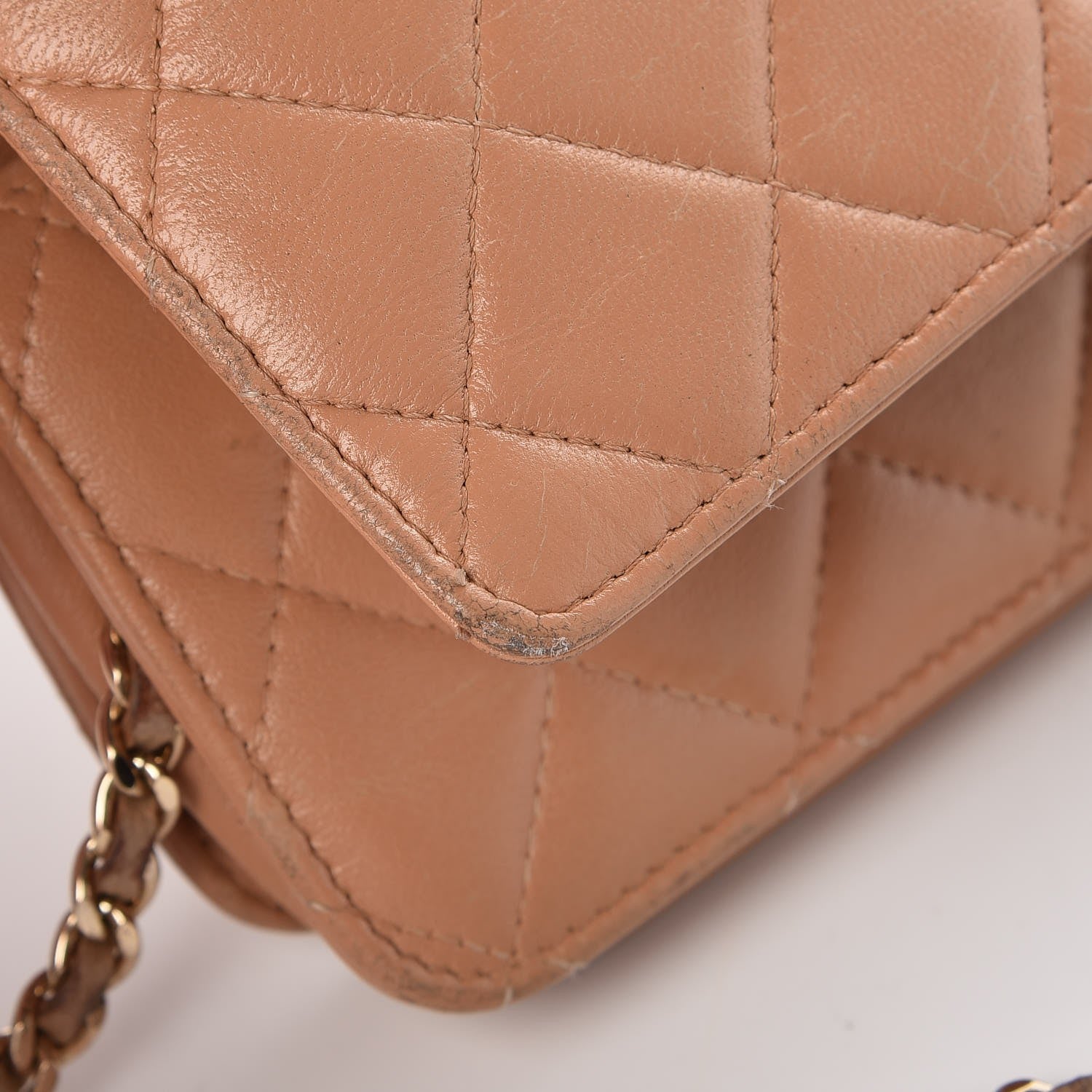 Chanel Lambskin Quilted Wallet on Chain WOC Dark Beige 17 of 17