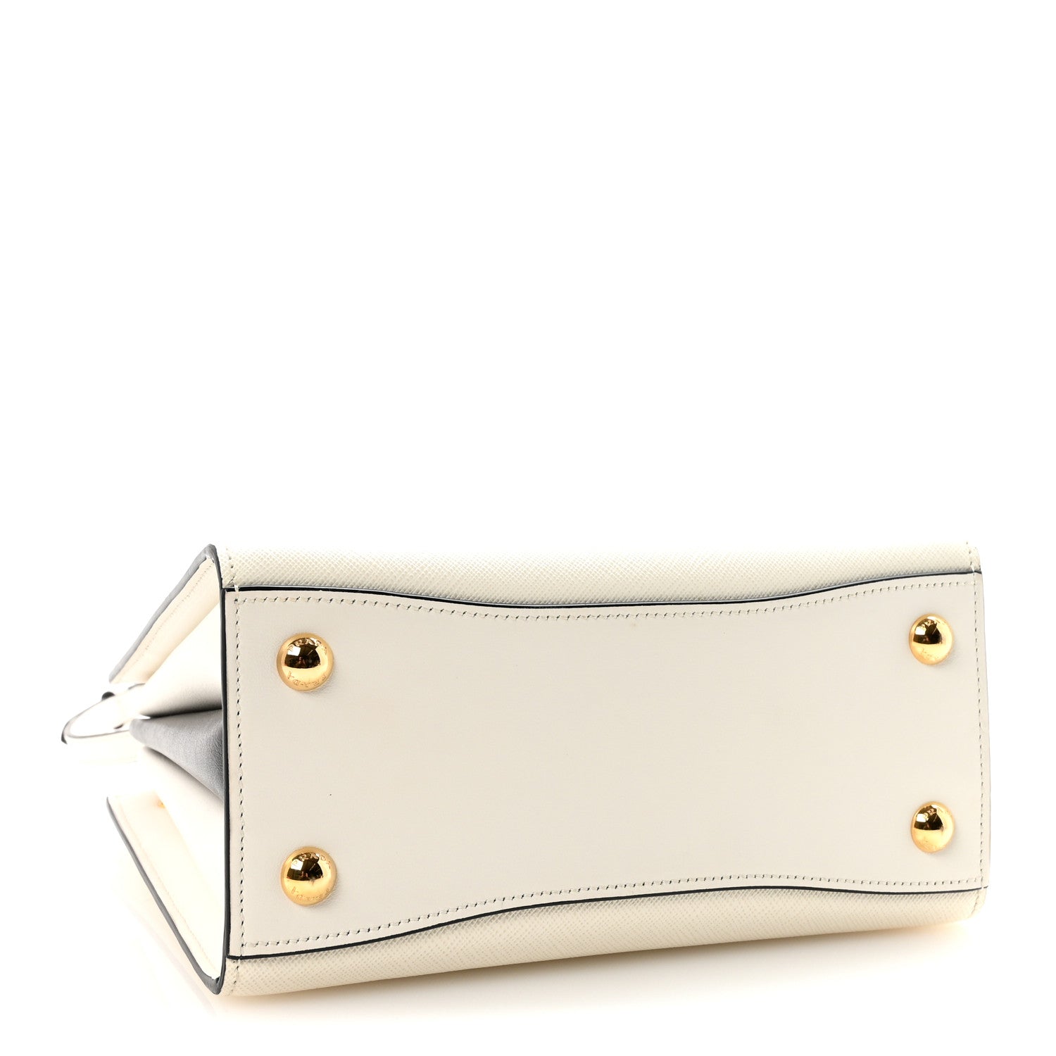 Prada Saffiano City Calfskin Mini Bibliothèque Top Handle White Black 4 of 9