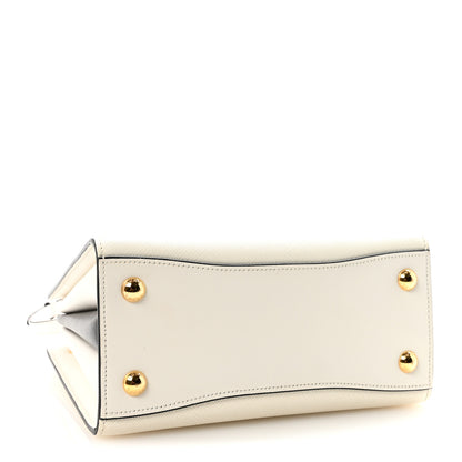 Prada Saffiano City Calfskin Mini Bibliothèque Top Handle White Black 4 of 9