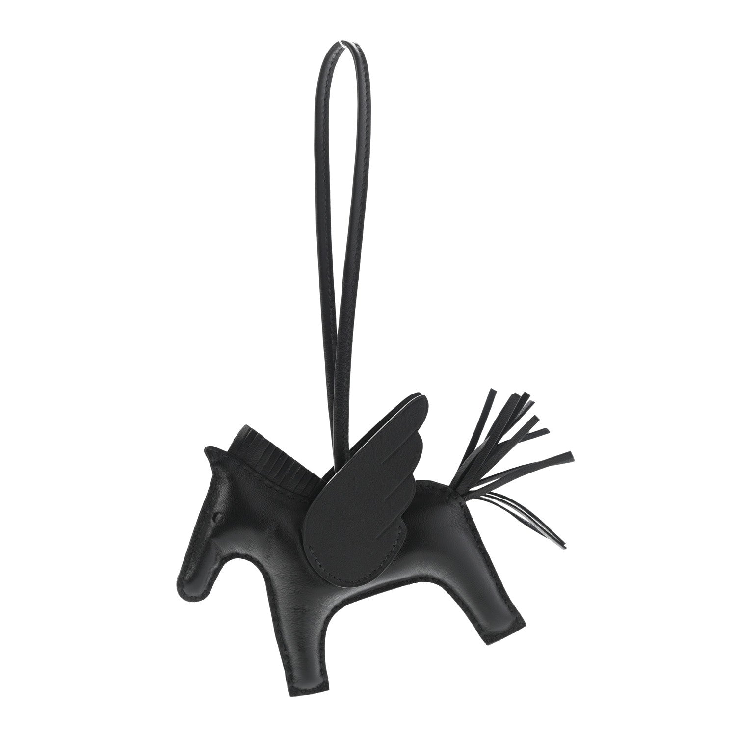 Hermes Milo Lambskin Grigri Rodeo Pegase Horse Bag Charm MM So Black 1 of 4