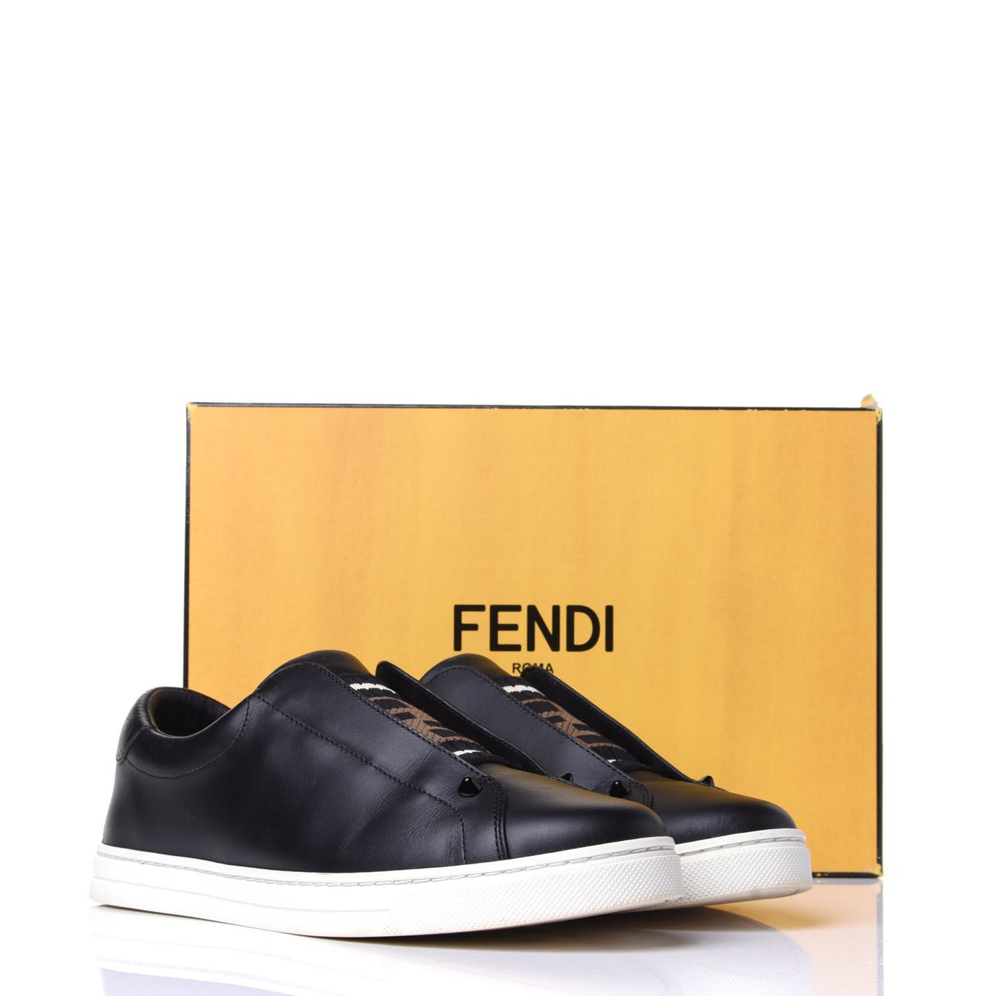 Vitello Microfiber FF Rockoclick Slip On Sneakers 38.5 Black Tobacco
