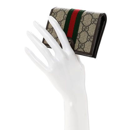 Gucci GG Supreme Monogram Web Ophidia Small Wallet Beige Dark Brown 2 of 8