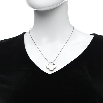 Van Cleef & Arpels 18K White Gold Mother of Pearl Magic Alhambra Pendant Necklace 2 of 8