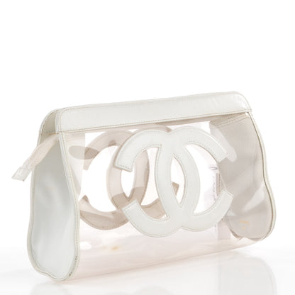 Chanel Vinyl CC Logo Cosmetic Pouch White 3 of 9