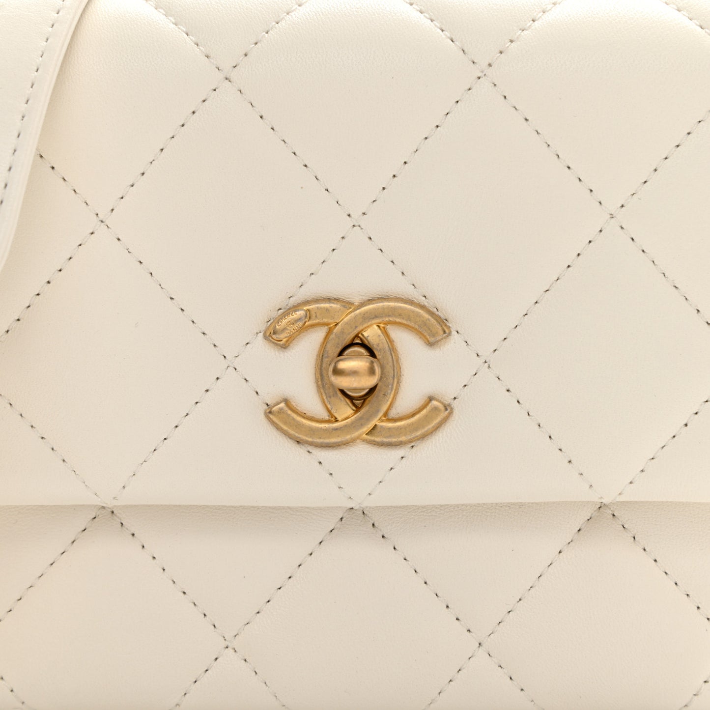 Lambskin Quilted Mini Side Note Flap White