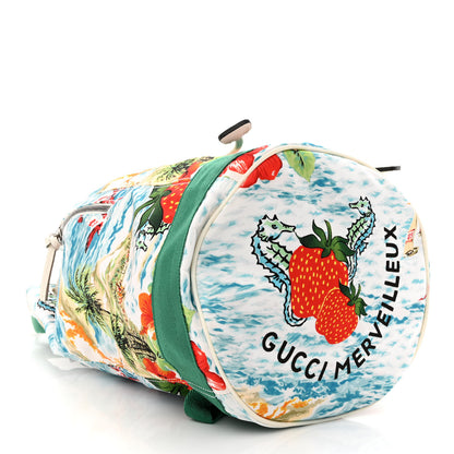 Gucci Nylon Merveilleux Strawberry Print Childrens Backpack Light Blue Red Dusty White 4 of 11