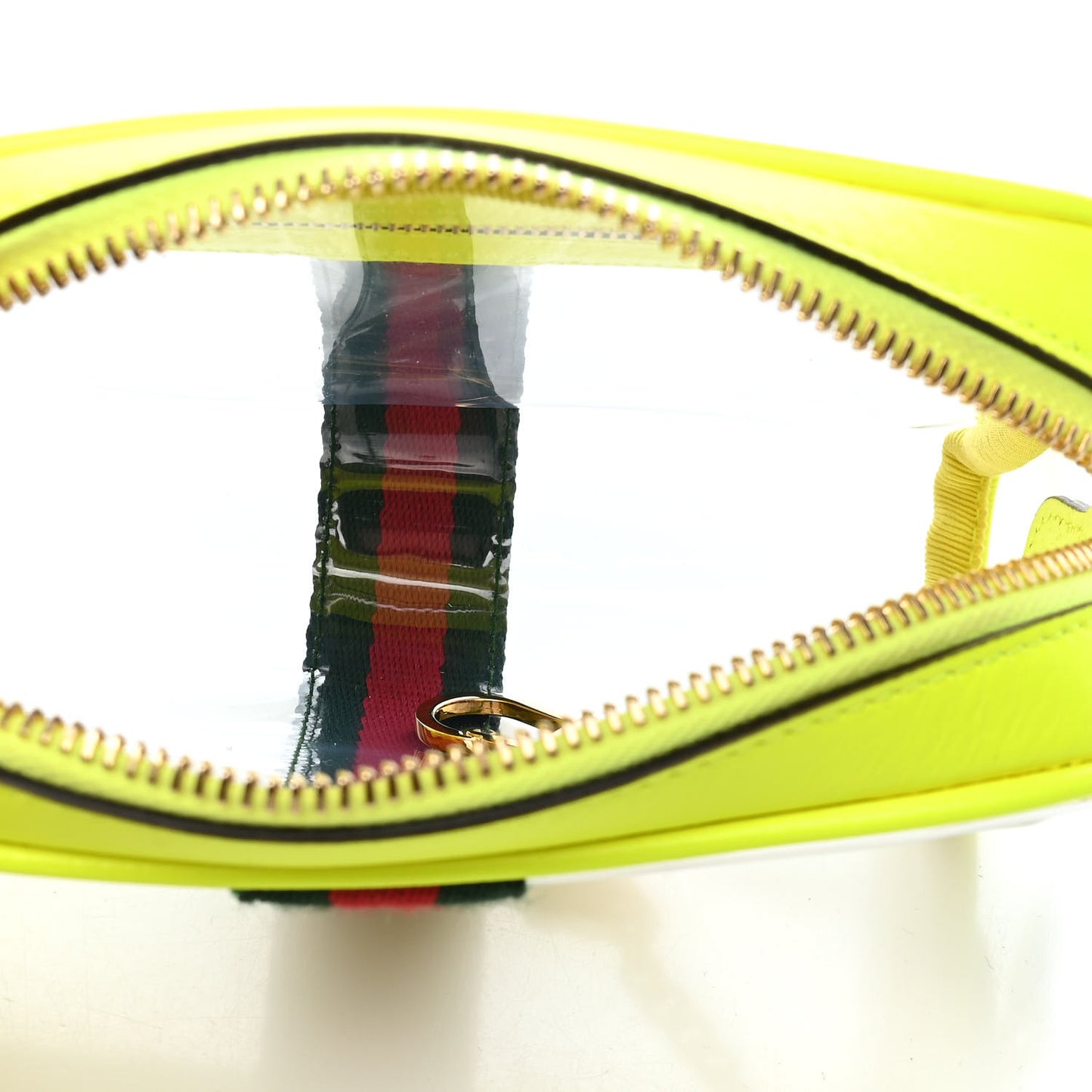 Vinyl Web Mini Ophidia Transparent Shoulder Bag Yellow Fluo