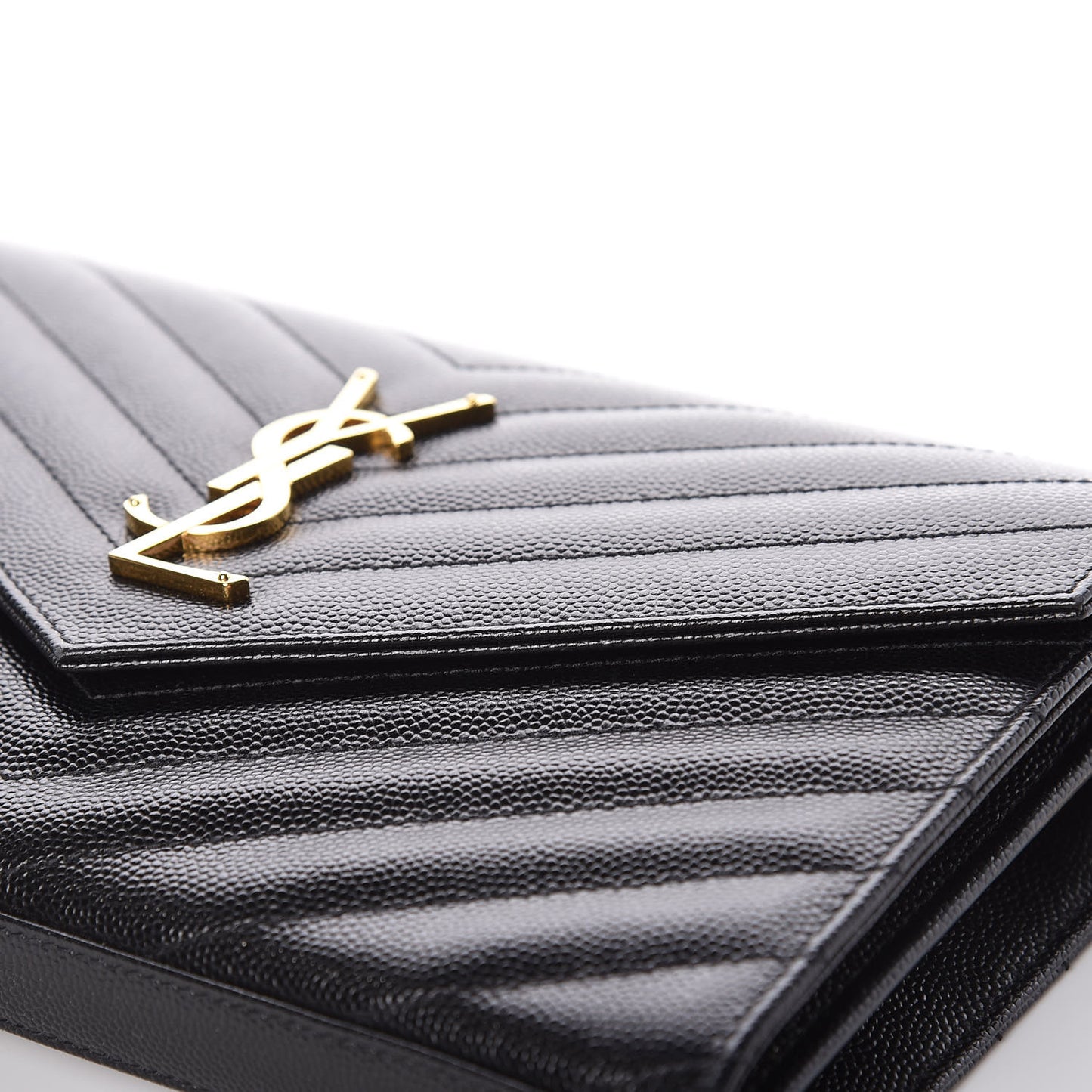 Grain De Poudre Matelasse Chevron Monogram Chain Wallet Black