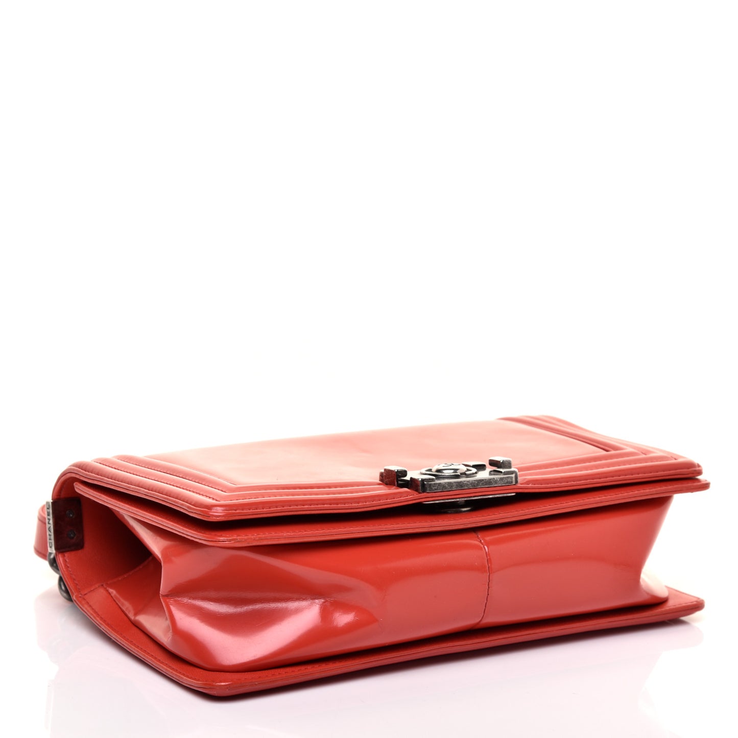 Glazed Calfskin Medium Boy Flap Red