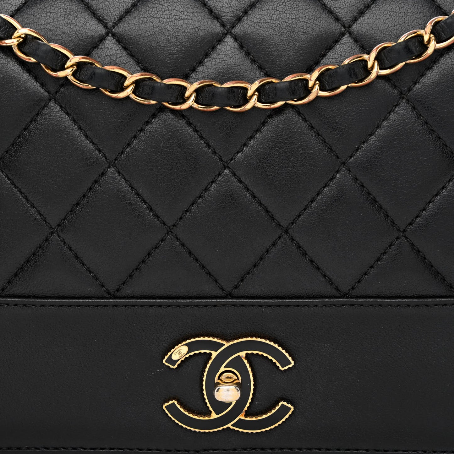 Sheepskin Quilted Vintage Mademoiselle Flap Black