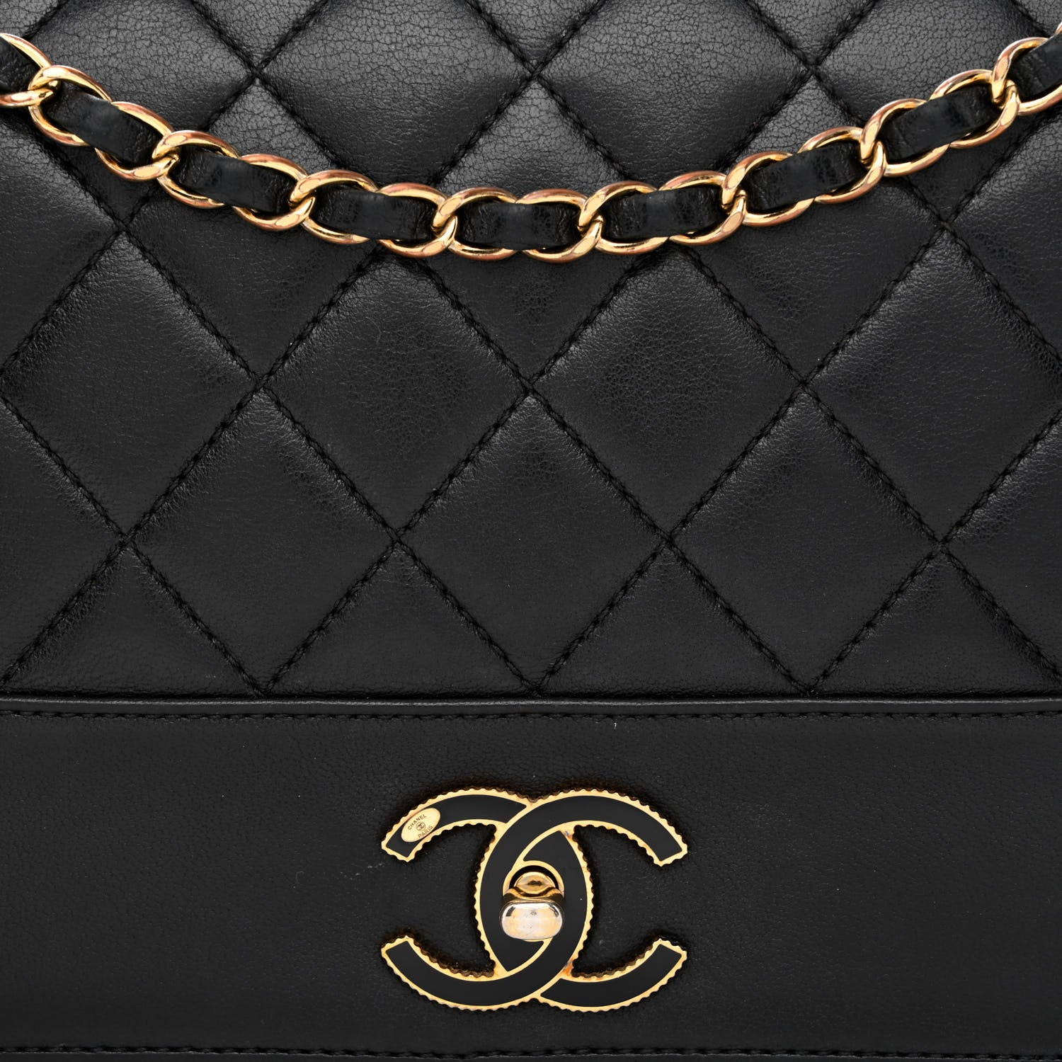 Chanel Sheepskin Quilted Vintage Mademoiselle Flap Black 8 of 10