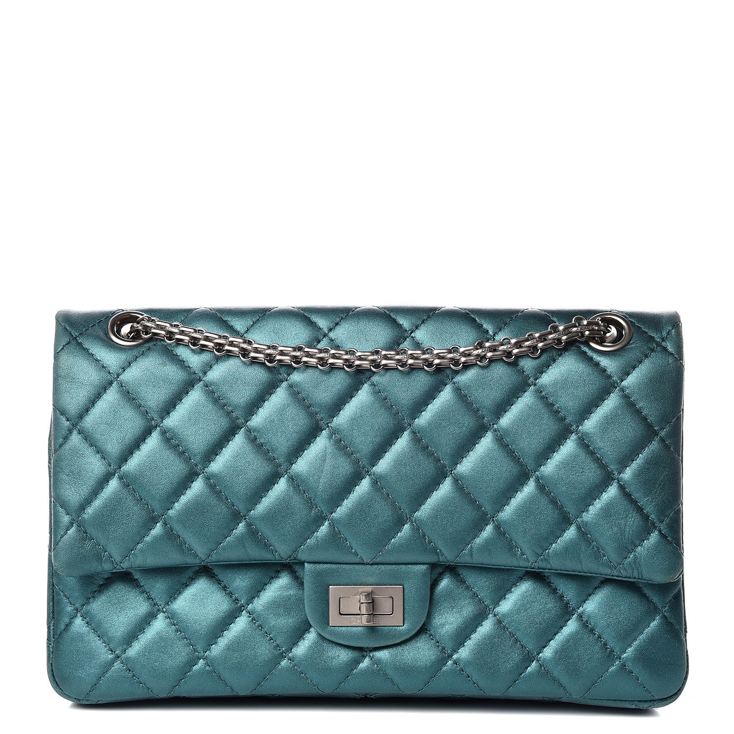 Chanel Metallic Calfskin Quilted 2.55 Reissue 226 Flap Turquoise 1 of 23