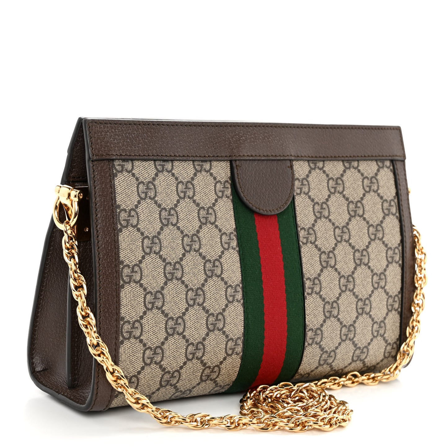 GG Supreme Monogram Web Small Ophidia Chain Shoulder Bag Brown