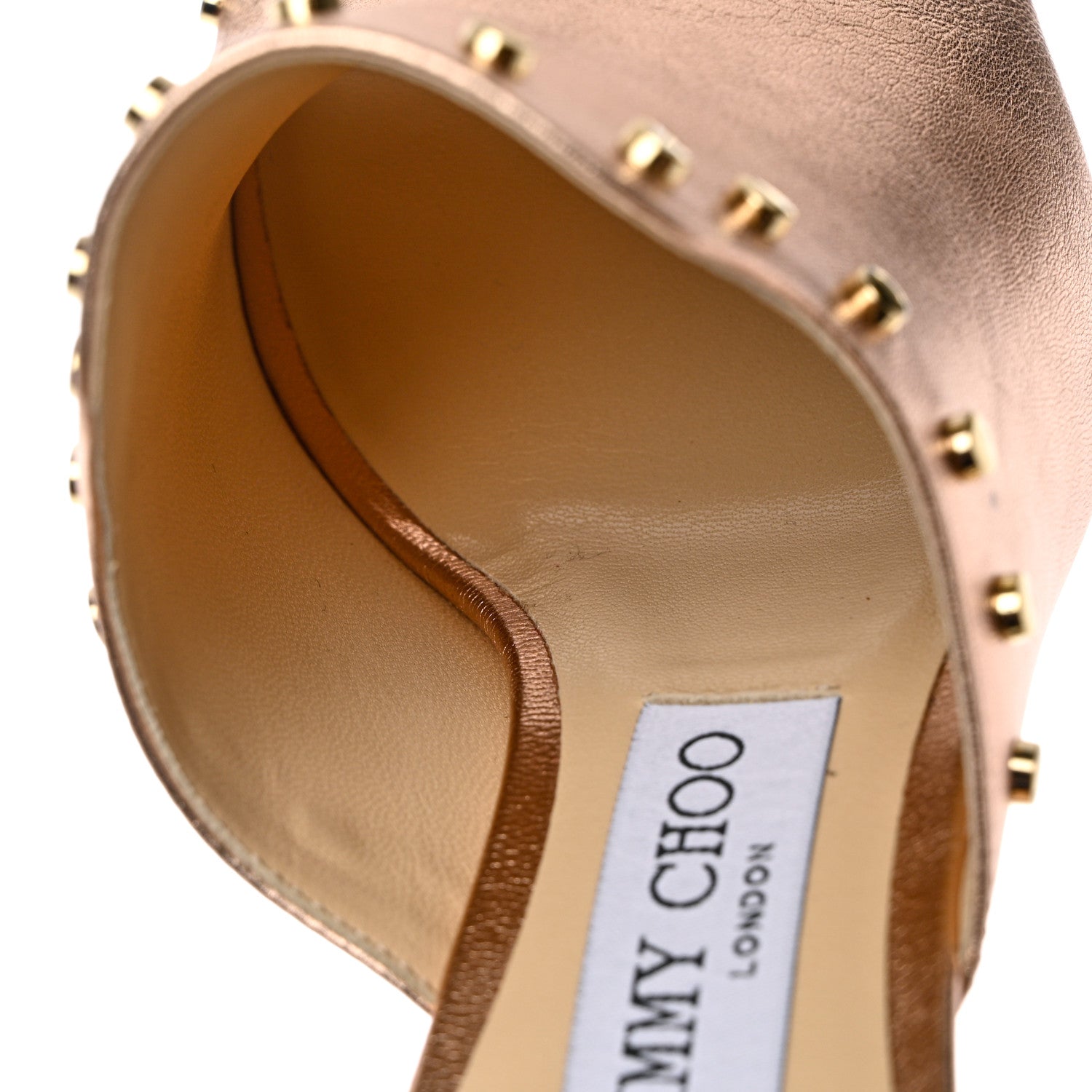 Jimmy Choo Washed Metallic Nappa Studded Myla 65 Mules 39 Tea Rose Gold 8 of 9