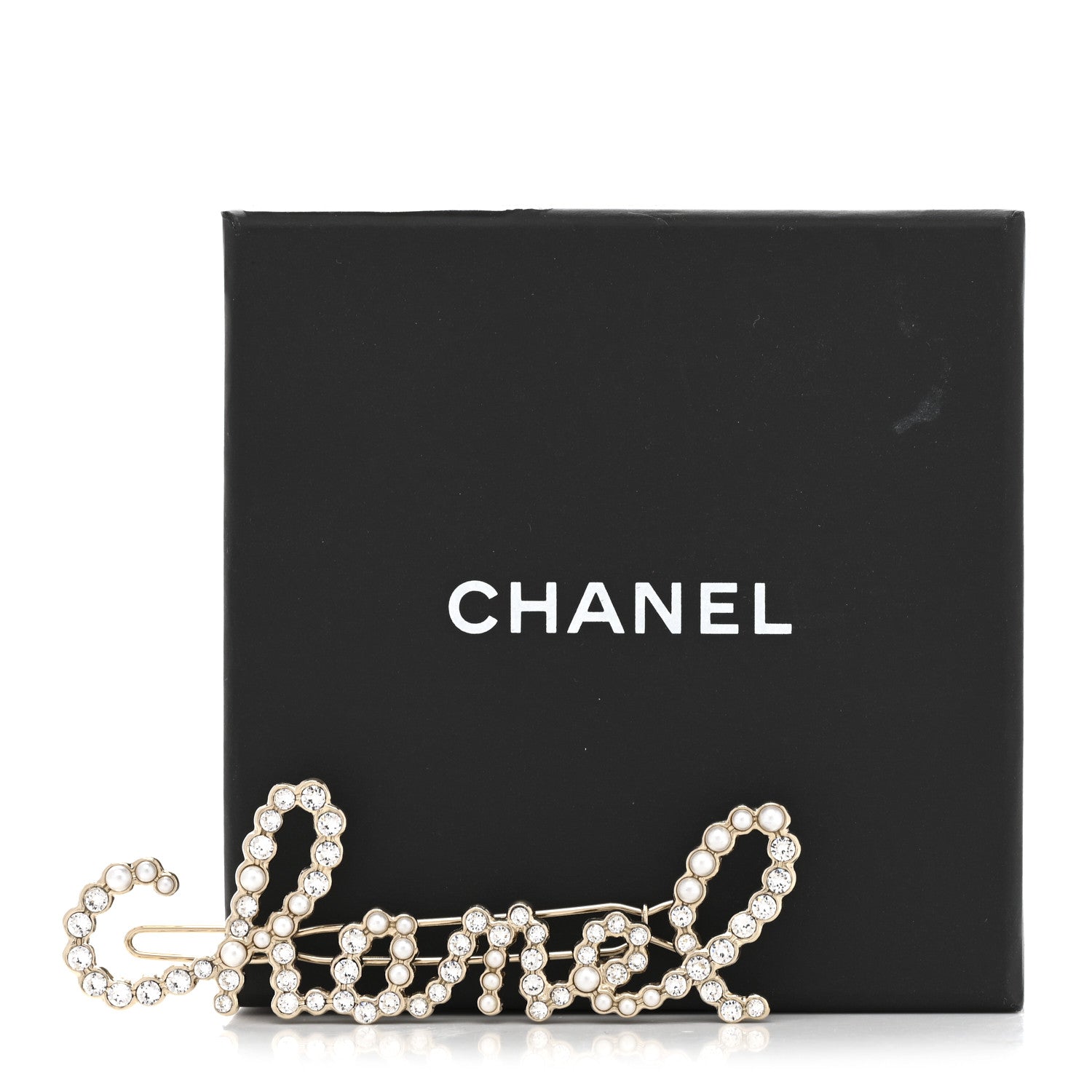 Chanel Metal Glass Swirling Pearls Hair Clip Gold 4 of 4