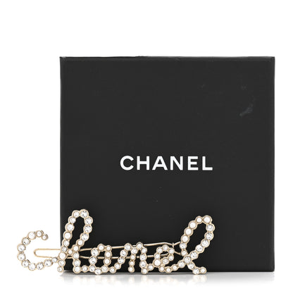 Chanel Metal Glass Swirling Pearls Hair Clip Gold 4 of 4