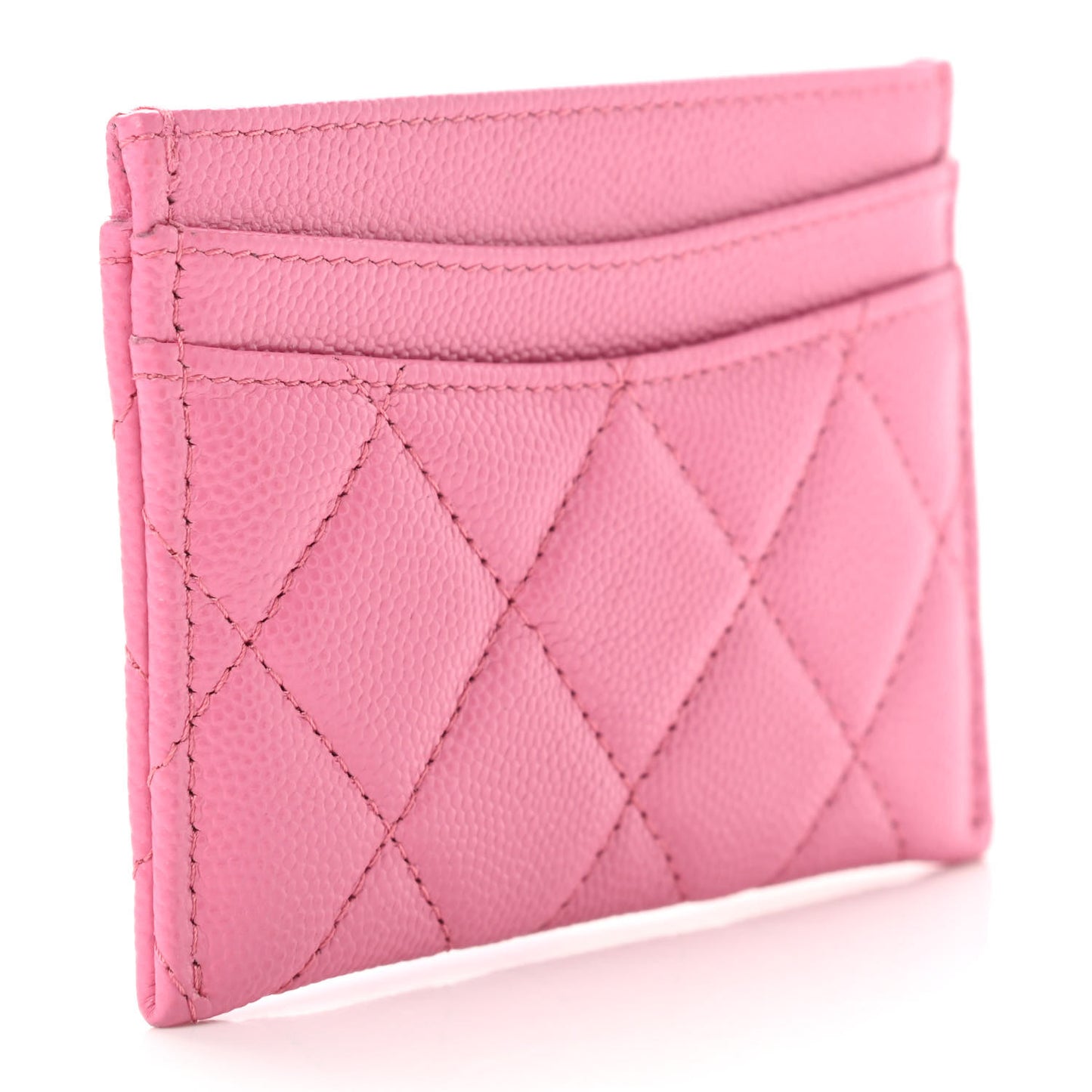 Caviar Quilted Card Holder Pink