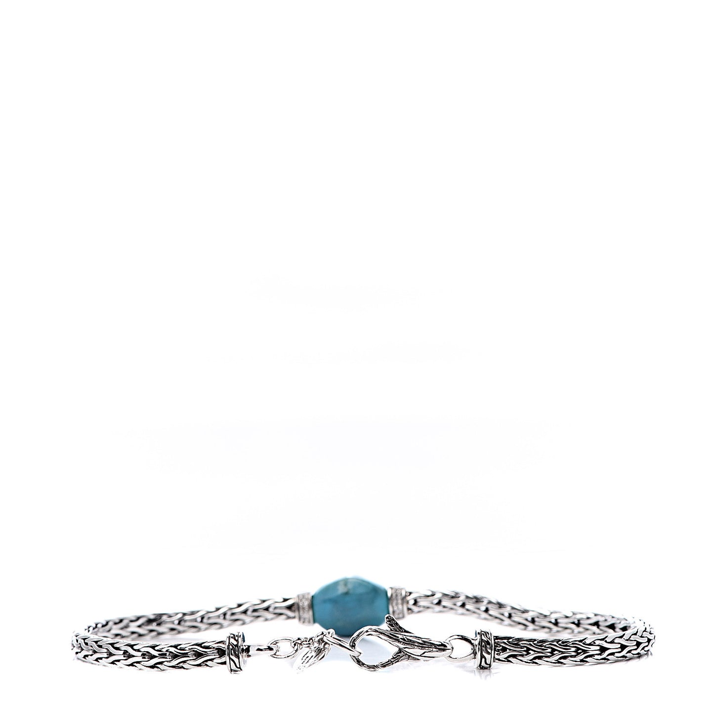 Sterling Silver Turquoise Diamond Slim Classic Chain Bracelet
