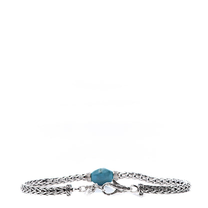 John Hardy Sterling Silver Turquoise Diamond Slim Classic Chain Bracelet 3 of 5