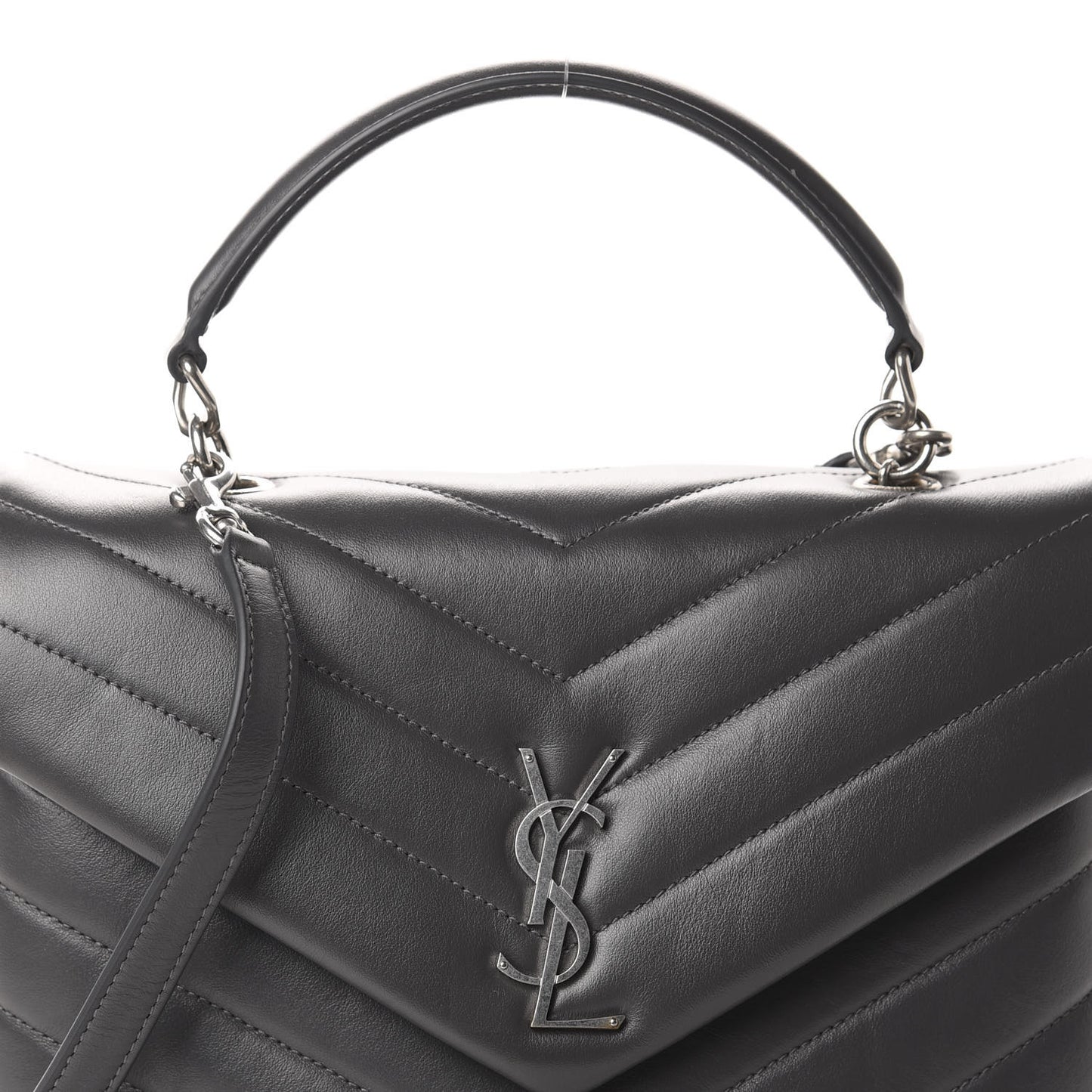 Calfskin Y Quilted Monogram Medium Loulou Chain Satchel Storm