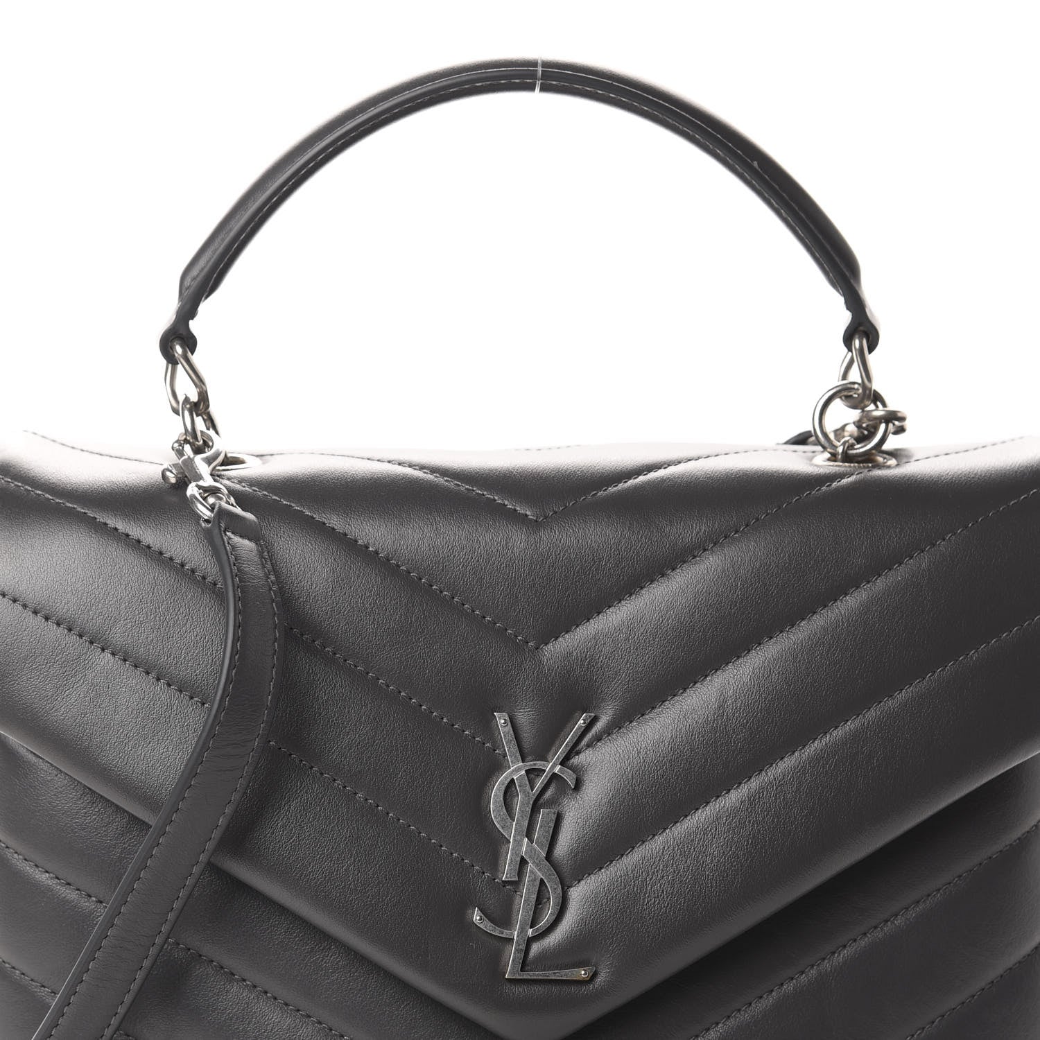 Saint Laurent Calfskin Y Quilted Monogram Medium Loulou Chain Satchel Storm 11 of 11