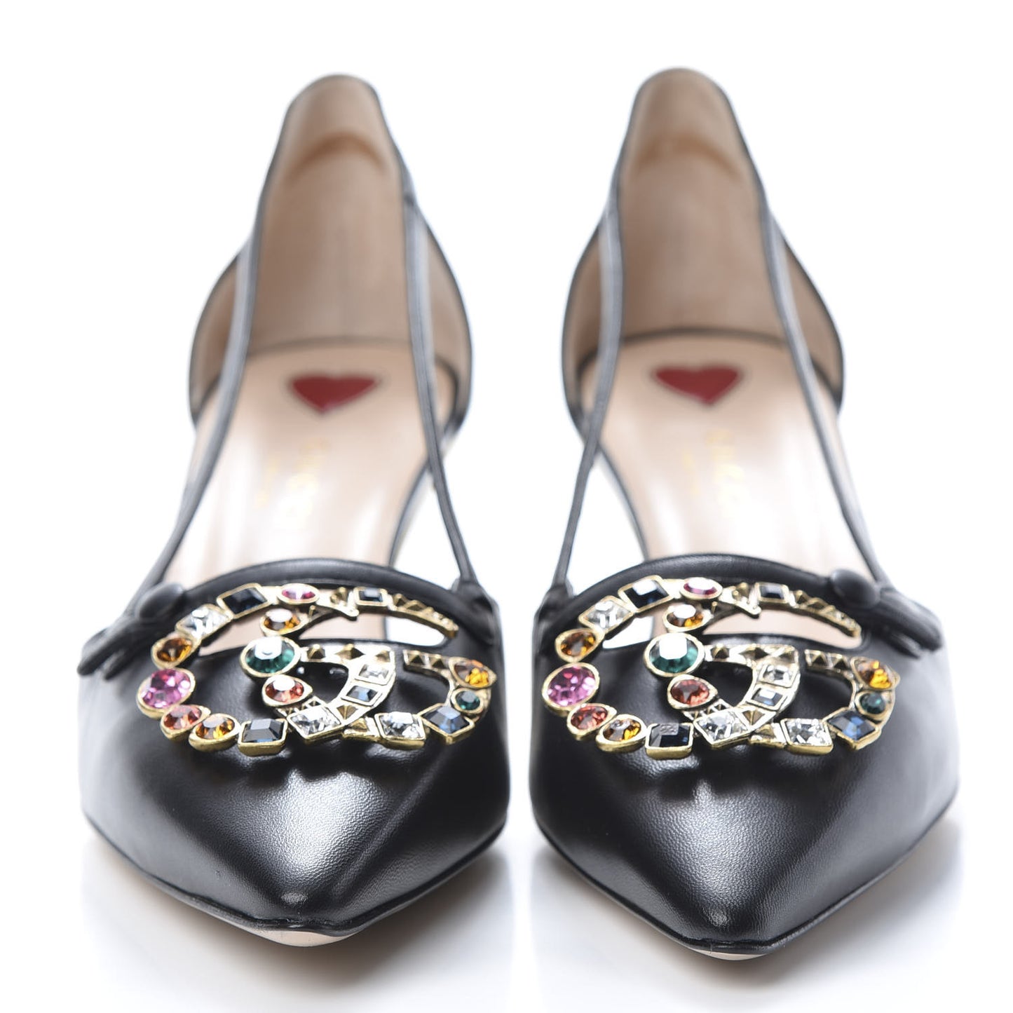 Calfskin Crystal GG Unia Pumps 37.5 Black
