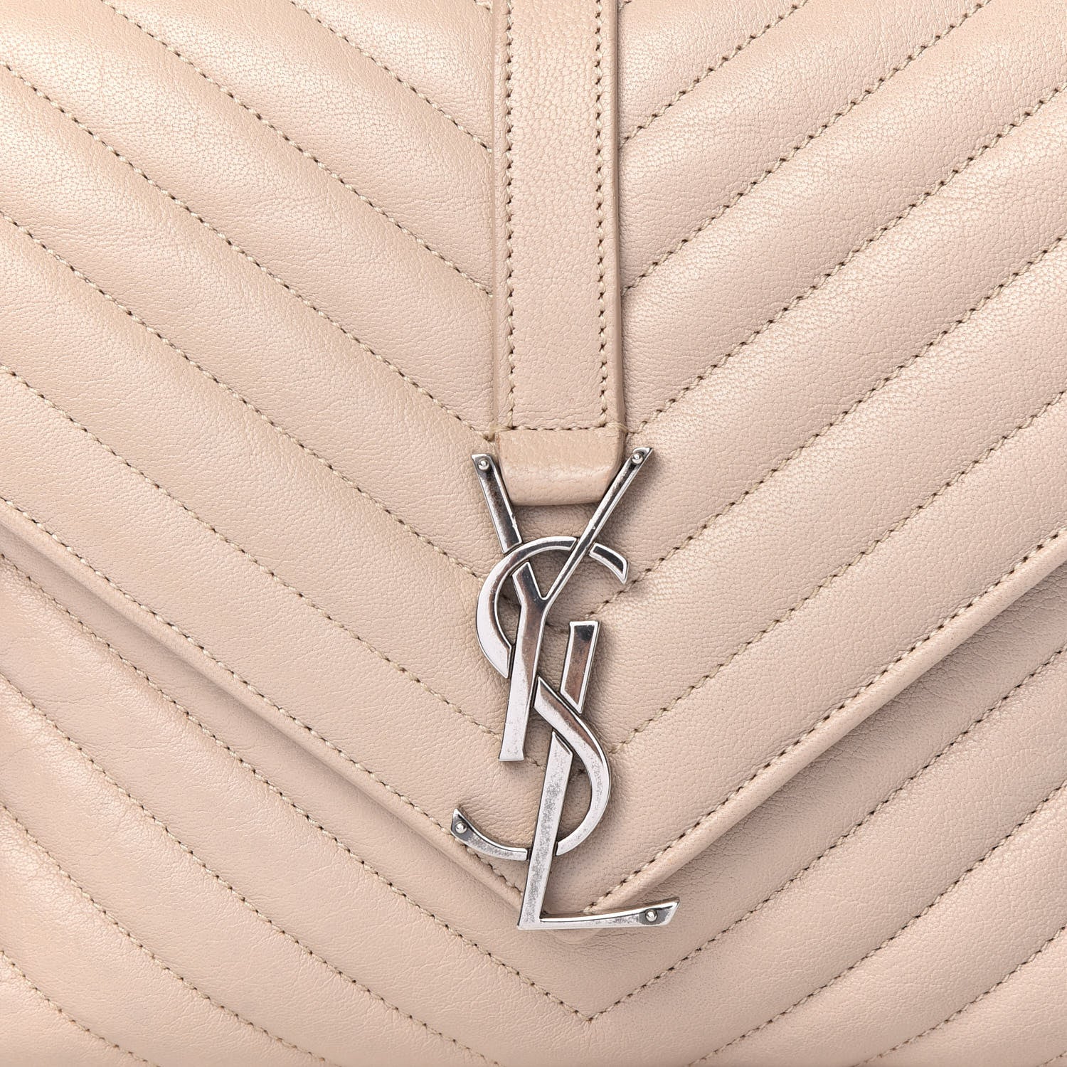 Saint Laurent Sheepskin Matelasse Chevron Monogram Medium College Bag Rose Antic 8 of 10