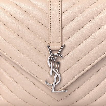 Saint Laurent Sheepskin Matelasse Chevron Monogram Medium College Bag Rose Antic 8 of 10