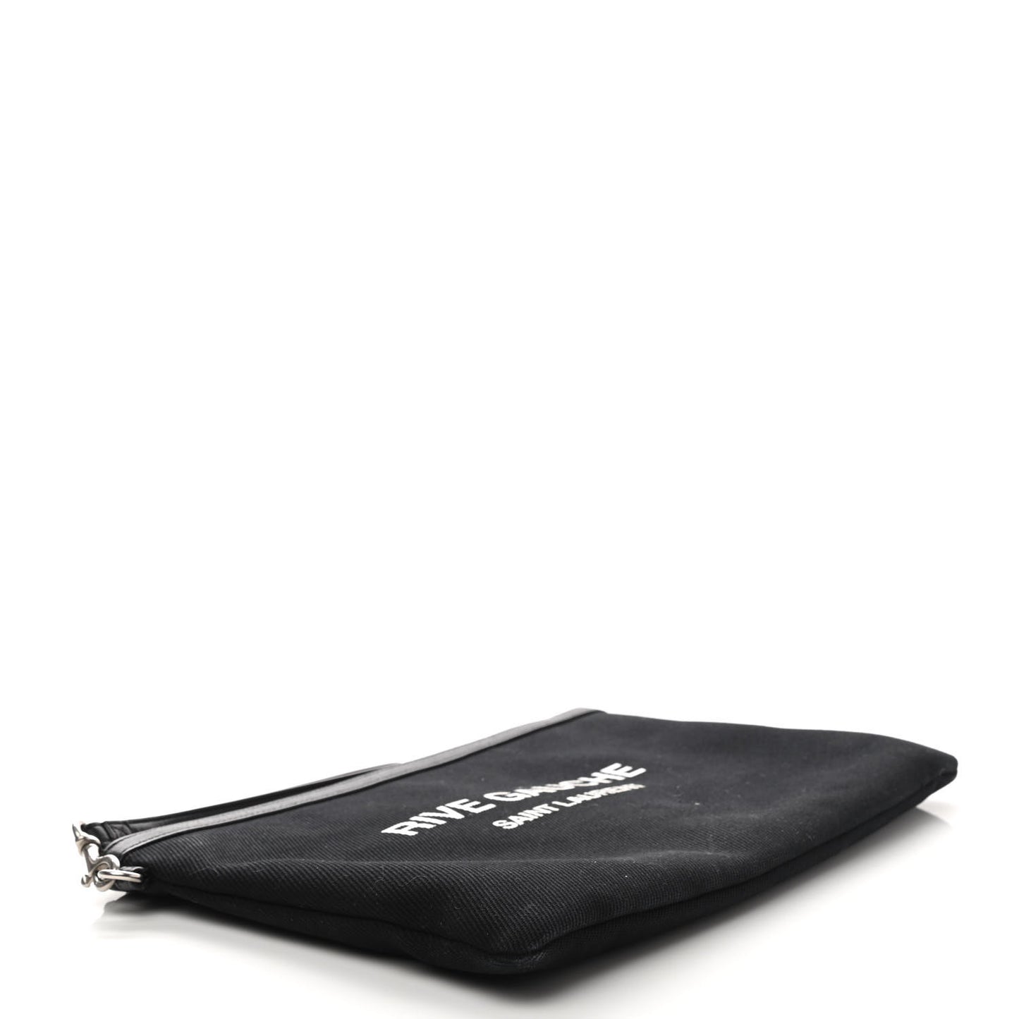 Linen Canvas Rive Gouche Zipped Pouch Black
