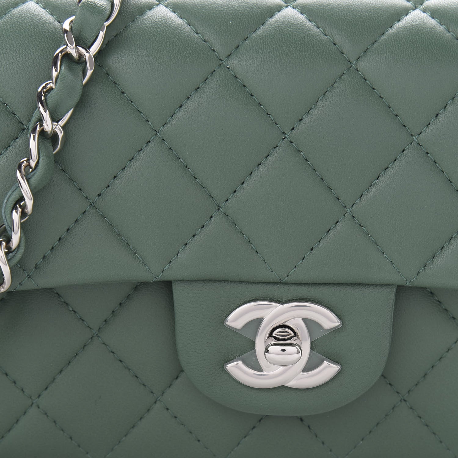 Chanel Lambskin Quilted Mini Rectangular Flap Green 10 of 11