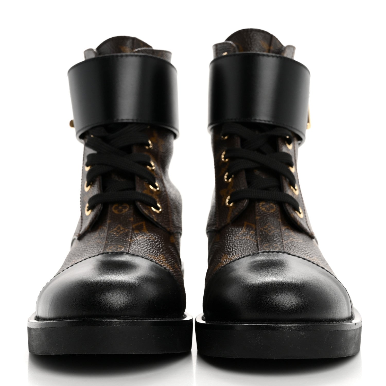 Louis Vuitton Calfskin Monogram Wonderland Flat Ranger Boots 37.5 Black 3 of 13