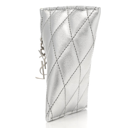 Saint Laurent Metallic Calfskin Berlingo Bag Charm Argento 3 of 7