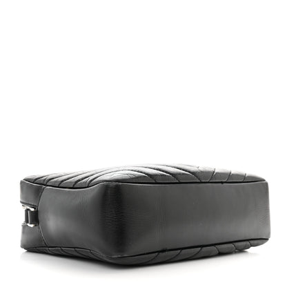 Saint Laurent Cracked Shiny Calfskin Matelasse Monogram Lou Camera Bag Black 4 of 11