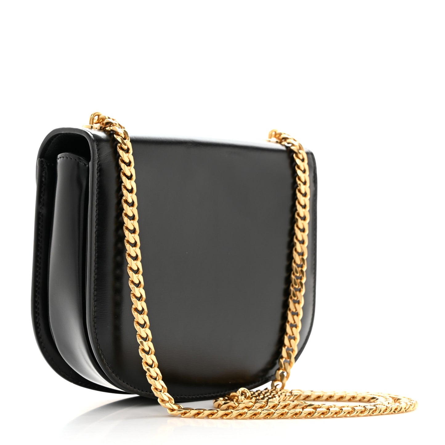 Shiny Calfskin Besace Clea Chain Triomphe Black