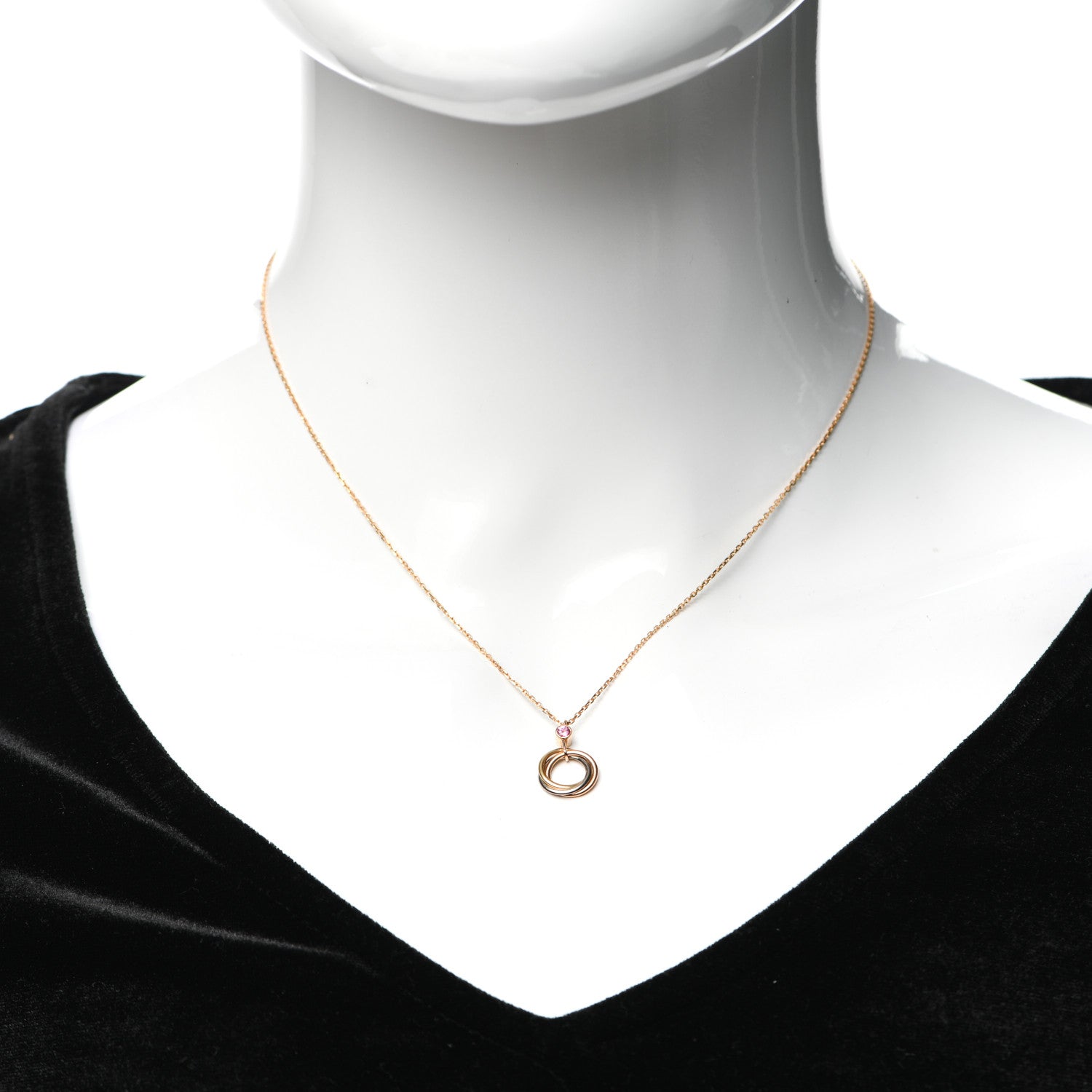 Cartier 18K Pink Yellow White Gold Pink Spinel Trinity Pendant Necklace 2 of 6