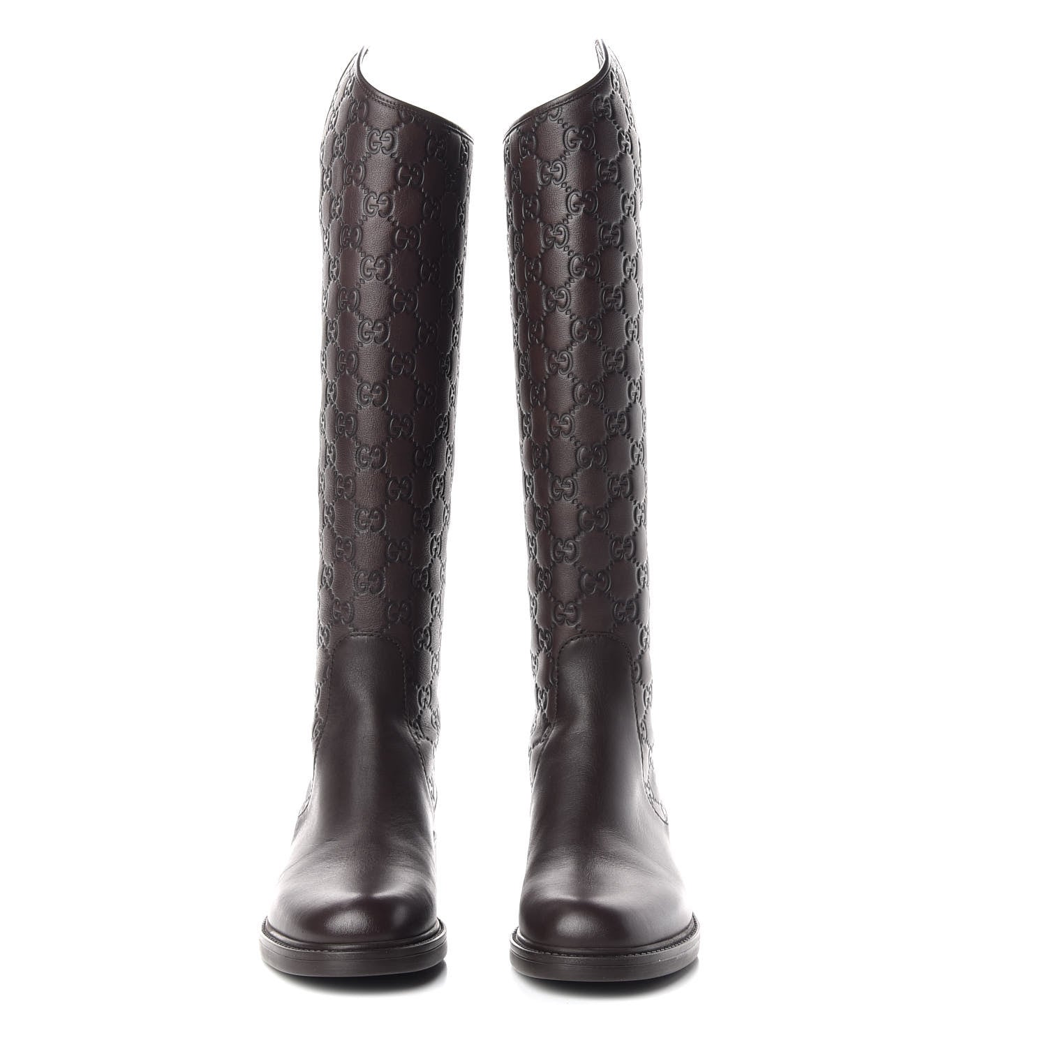 Gucci Guccissima Calfskin Miro Soft Knee High Riding Boots 36 Chocolate 3 of 10