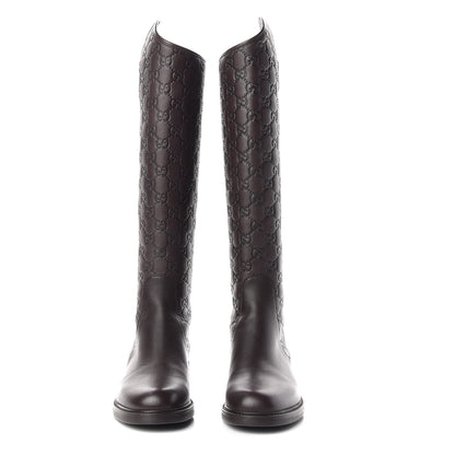 Gucci Guccissima Calfskin Miro Soft Knee High Riding Boots 36 Chocolate 3 of 10