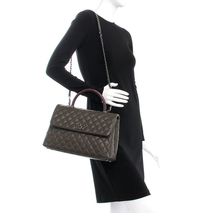 Chanel Caviar Lizard Quilted Medium Coco Handle Flap Khaki 2 of 8