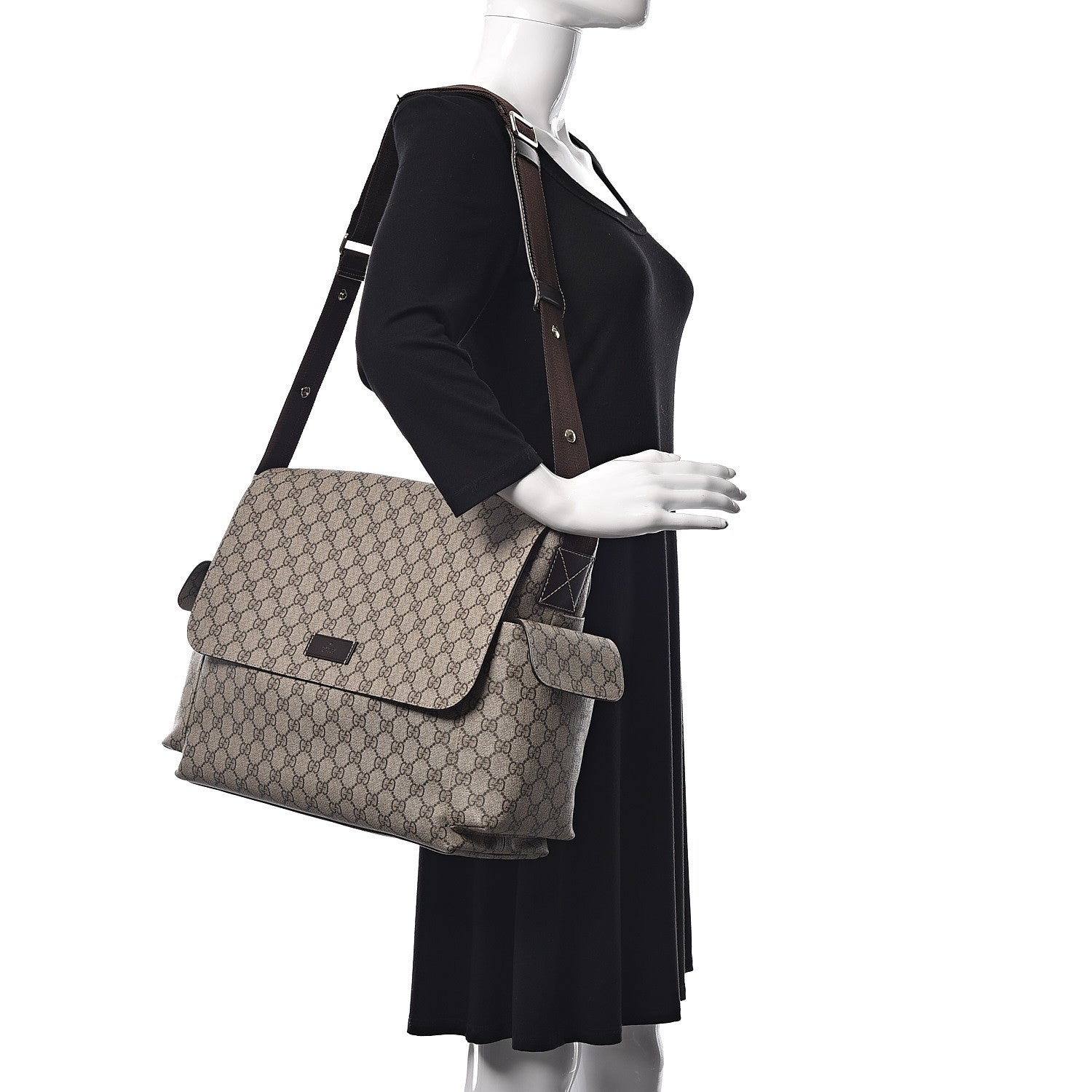 Gucci GG Plus Monogram Messenger Diaper Bag Dark Brown 2 of 12
