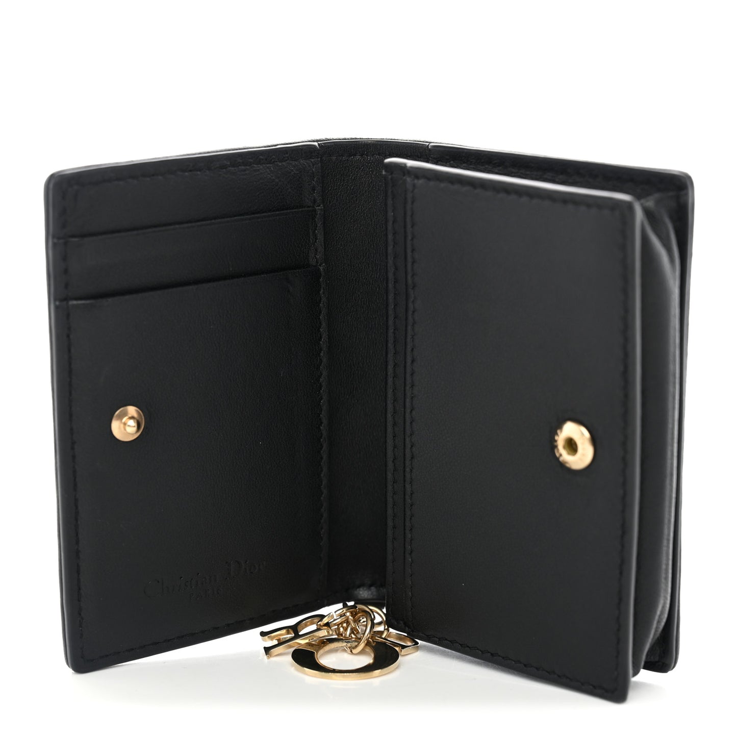 Lambskin Cannage Mini Lady Dior Wallet Black