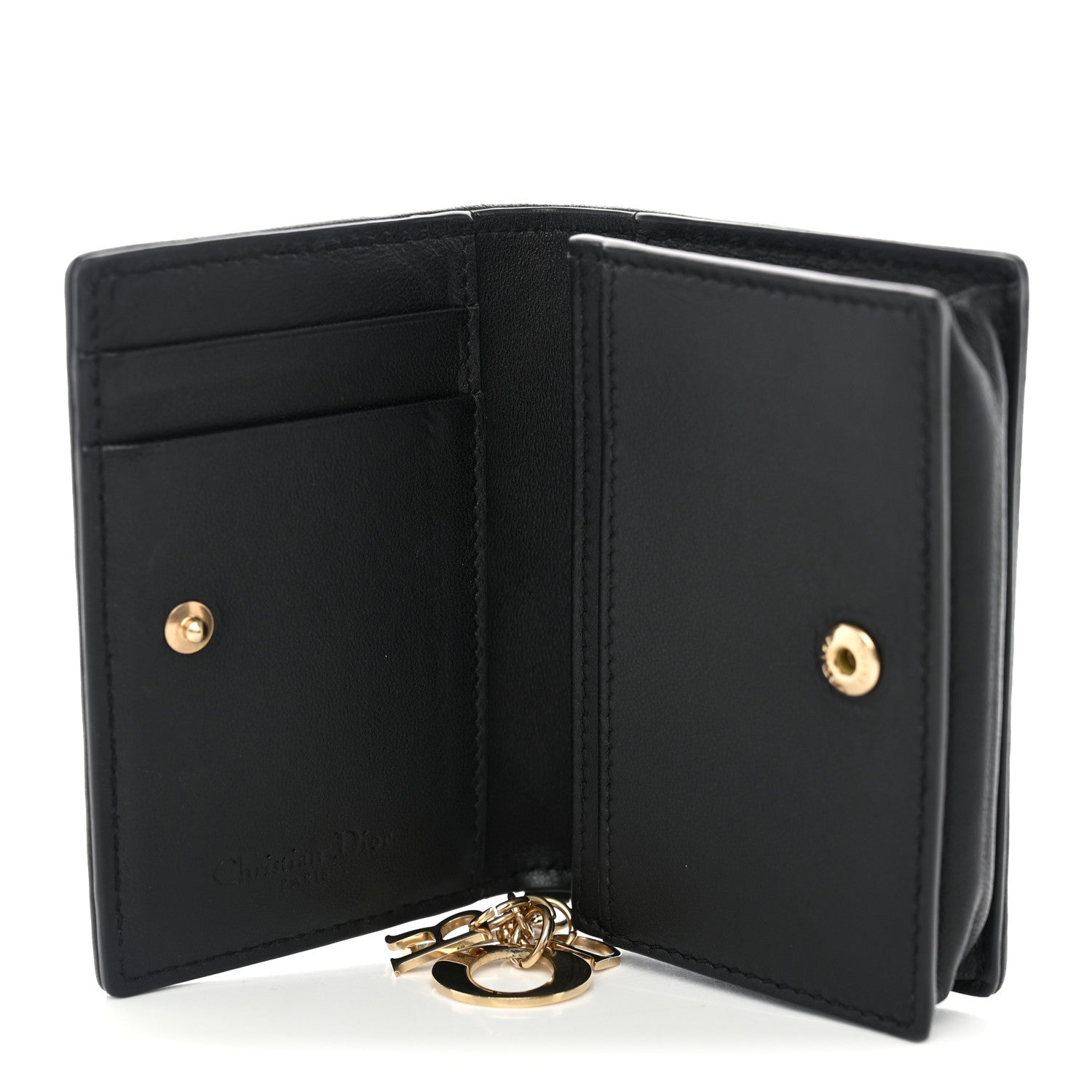 Christian Dior Lambskin Cannage Mini Lady Dior Wallet Black 6 of 8
