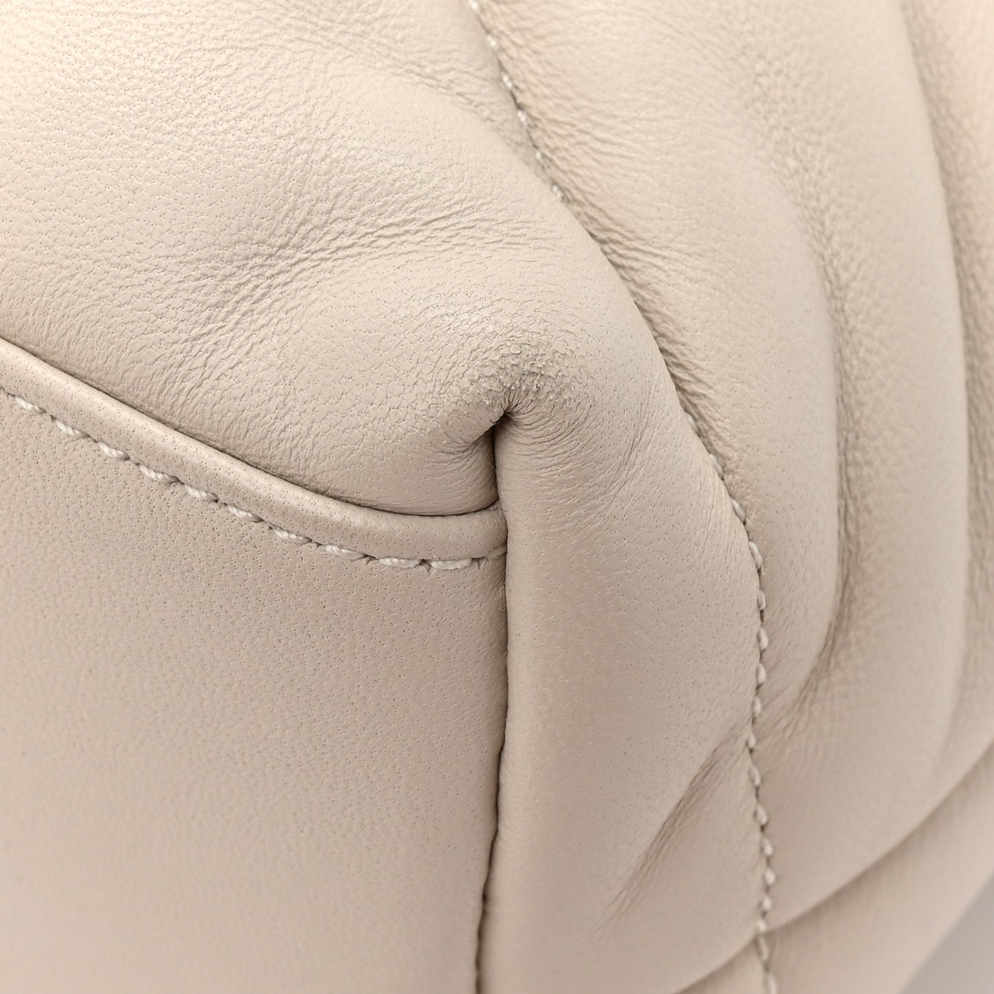 Lambskin Quilted Small Loulou Puffer Monogram Chain Satchel Crema Soft