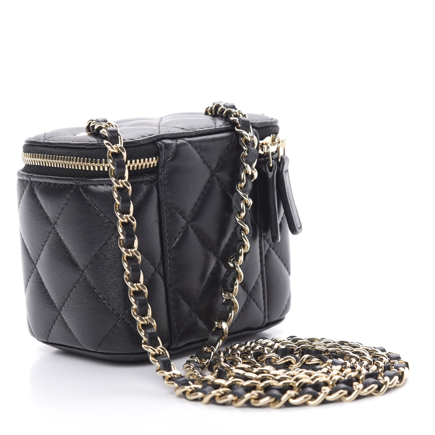 Chanel Lambskin Quilted Mini Vanity Case With Chain Black 3 of 11