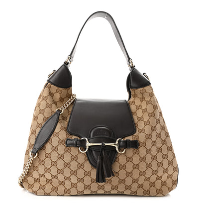 Gucci Monogram Margaux Calfskin Medium Emily Hobo Beige Ebony Cocoa 1 of 10