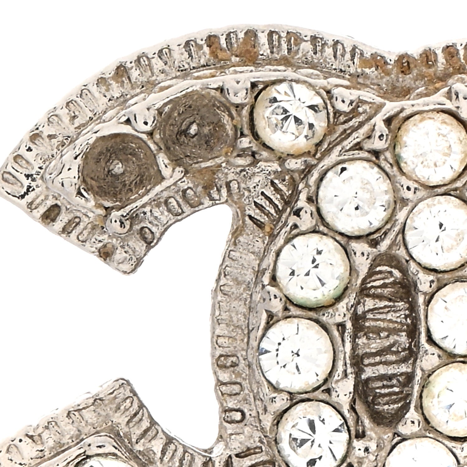 Chanel Crystal Mini CC Earrings Silver 4 of 4