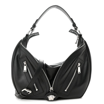 Versace Calfskin Medium Repeat Zip Hobo Black 1 of 11