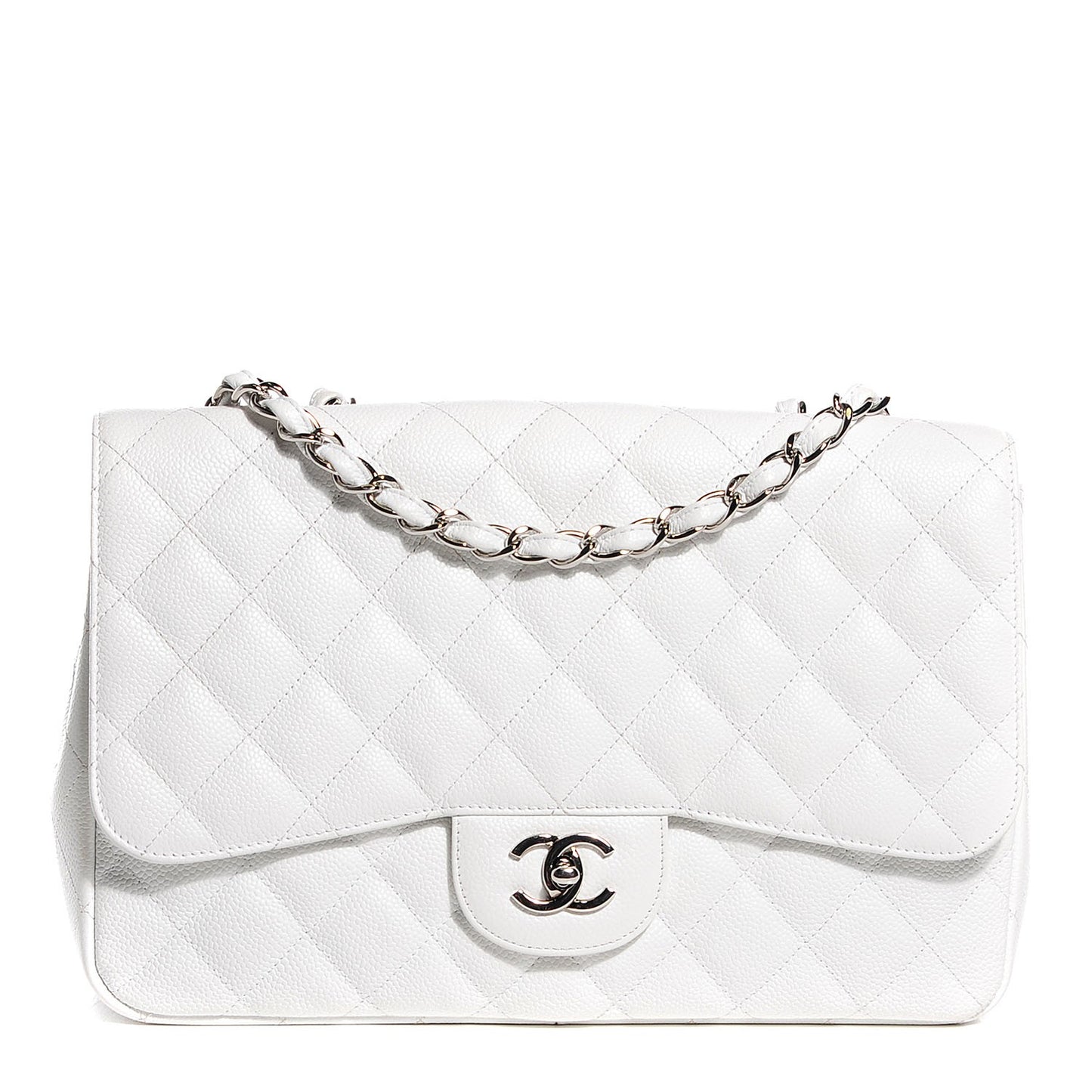 Caviar Quilted Jumbo Single Flap White