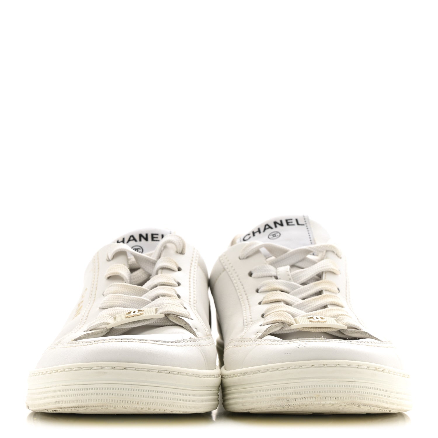 Chanel Calfskin Womens CC Logo Sneakers 38.5 White 3 of 12