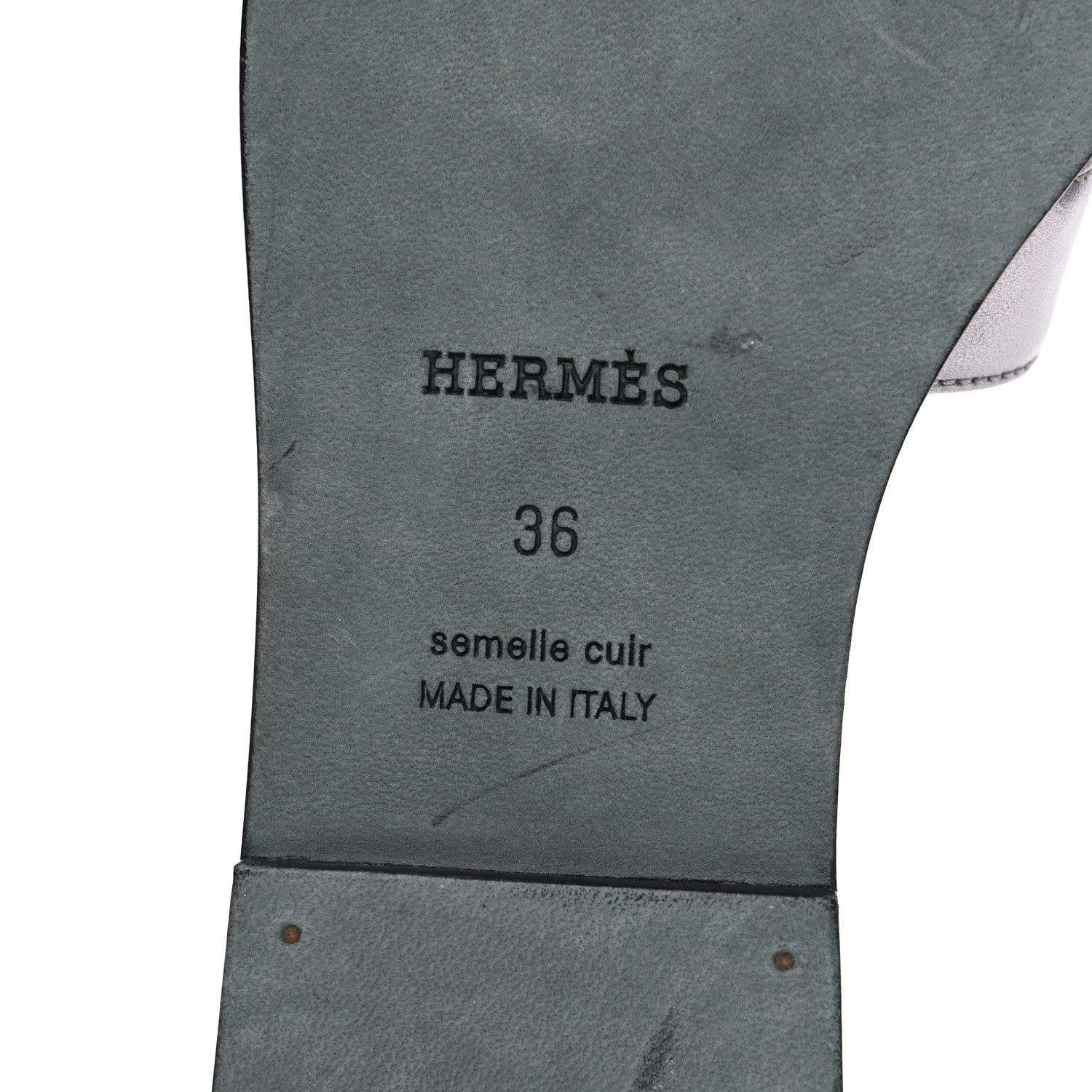 Hermes Metallic Nappa Oran Sandals 36 Gris Argente 7 of 10